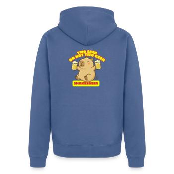Zwei Bier oder nicht zwei Bier – Shakesbeer – Capybara - Unisex Premium Bio Zip Hoodie - Taubenblau - Hinten - Nico (187cm)