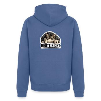 Heute nicht – Müde Katze lustiger Spruch - Unisex Premium Bio Zip Hoodie - Taubenblau - Hinten - Nico (187cm)