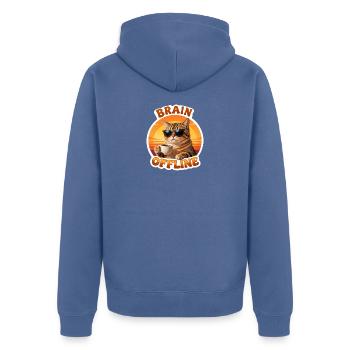 Chat Offline Café Soleil - Unisex Premium Organic Zip Hoodie - stone blue - Back - Nico (187cm)