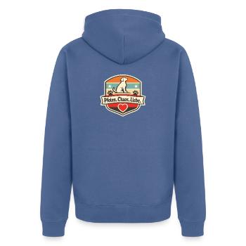 Pfoten Chaos Liebe Patch - Unisex Premium Bio Zip Hoodie - Taubenblau - Hinten - Nico (187cm)