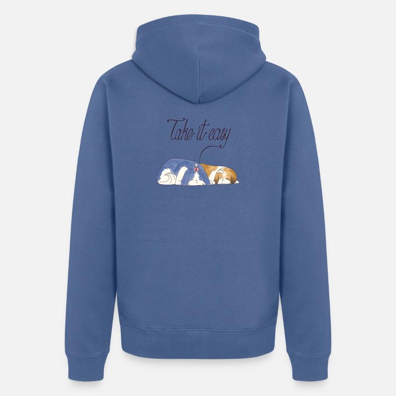 Doucement, chiots Shihtzu - Veste à capuche bio Premium Unisexe - bleu pigeon