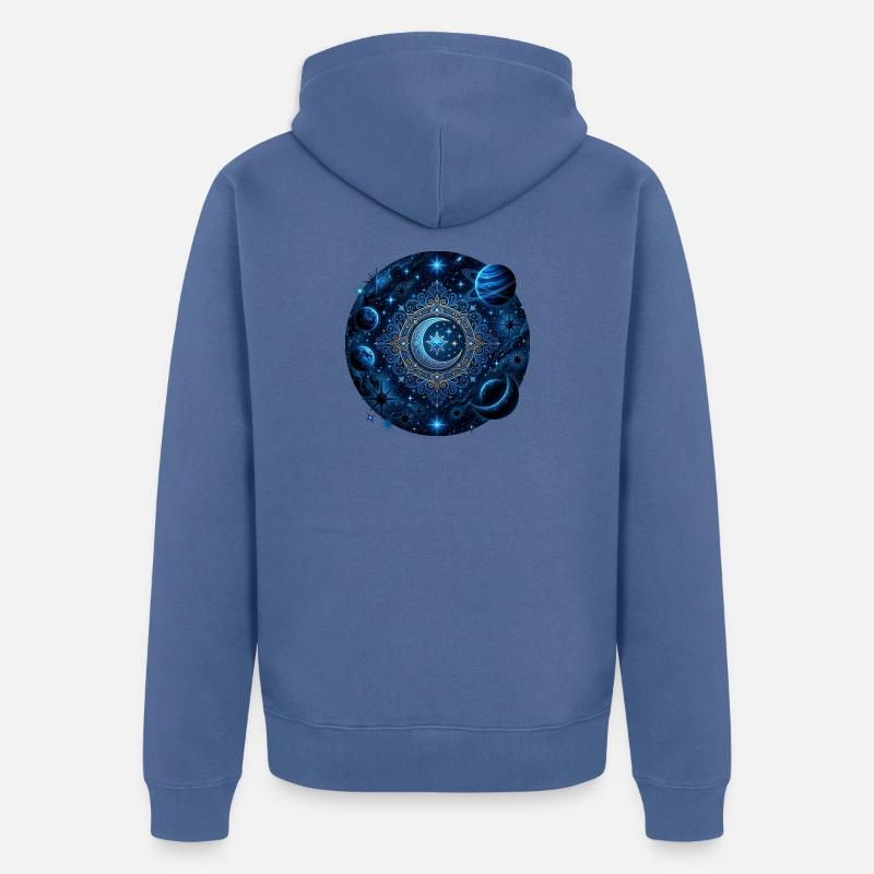 Planètes spatiales Galaxies Étoiles Lunes - Veste à capuche bio Premium Unisexe - bleu pigeon