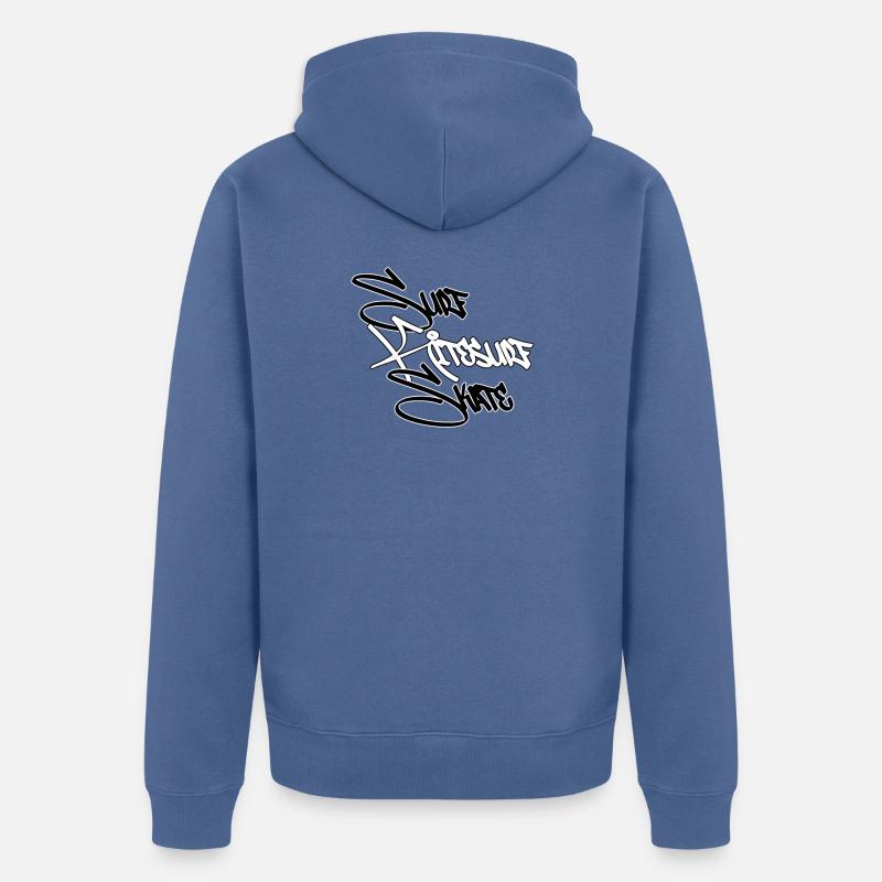 Graffiti Surf Script White - Unisex Premium Organic Zip Hoodie - stone blue