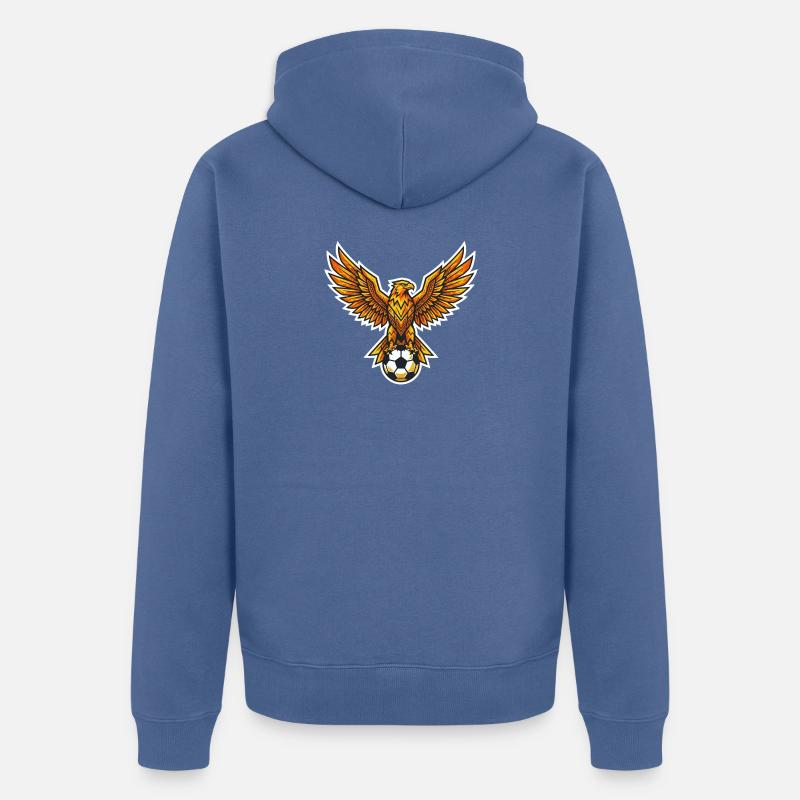 Flammenphönix mit Ball - Unisex Premium Bio Zip Hoodie - Taubenblau