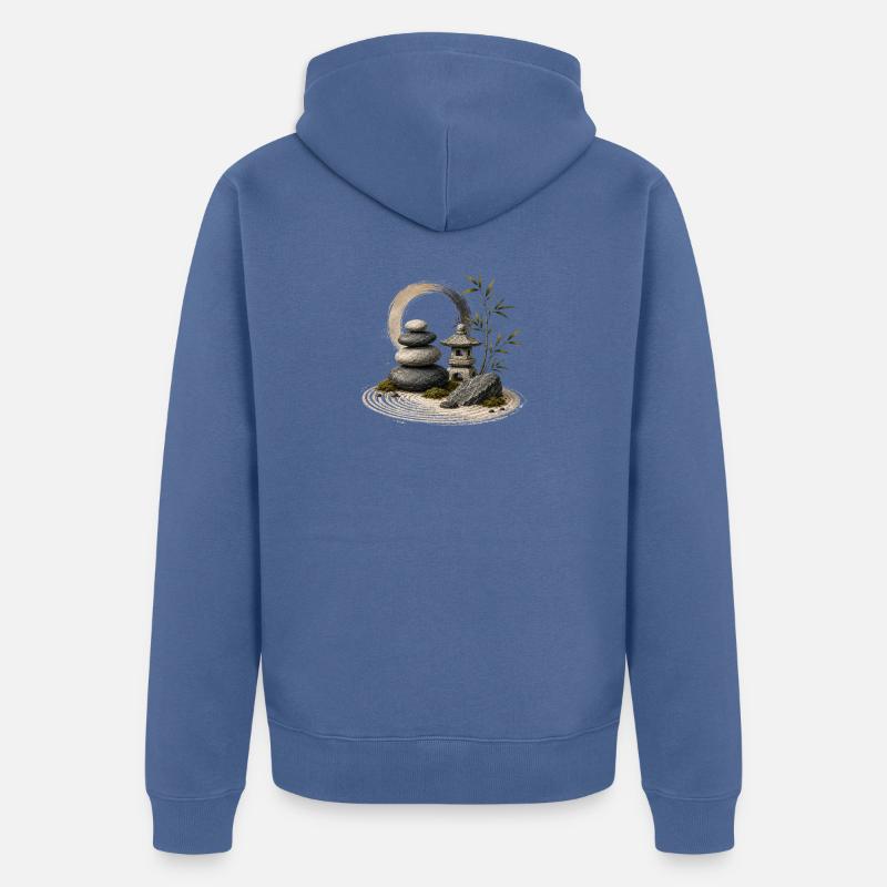 Tranquillité du Jardin Zen - Veste à capuche bio Premium Unisexe - bleu pigeon