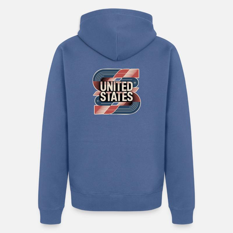 États-Unis - Veste à capuche bio Premium Unisexe - bleu pigeon