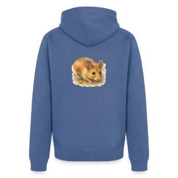  Maus im Aquarell Stil von artdee - Unisex Premium Bio Zip Hoodie - Taubenblau - Hinten - Nico (187cm)