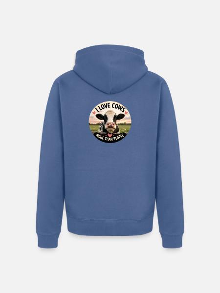 Kuhliebe: Mehr als Menschen - Unisex Premium Bio Zip Hoodie - Taubenblau