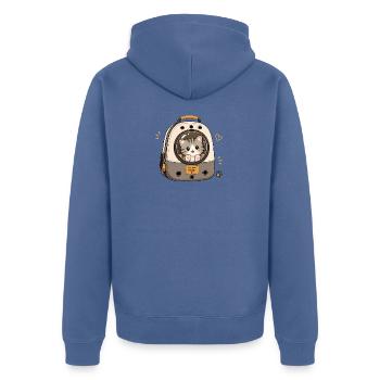 Katzenabenteuer im Rucksack - Unisex Premium Bio Zip Hoodie - Taubenblau - Hinten - Nico (187cm)