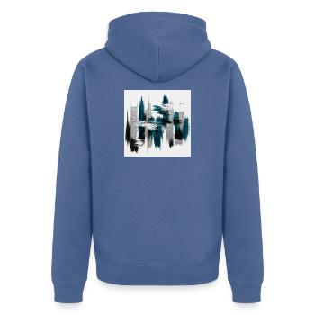 Abstrait Bleu Teal et Gris Urbain - Veste à capuche bio Premium Unisexe - bleu pigeon - Dos - Nico (187cm)