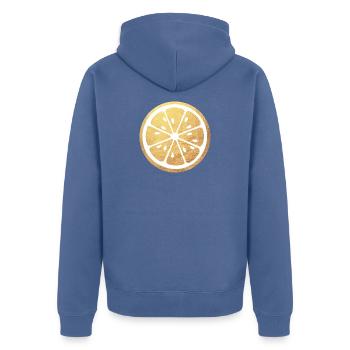 Lemon Summer Gold Citrus Luxury Dolce Vita - Unisex Premium Organic Zip Hoodie - stone blue - Back - Nico (187cm)
