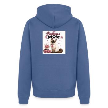 Maman Baline Amour du chat - Veste à capuche bio Premium Unisexe - bleu pigeon - Dos - Nico (187cm)