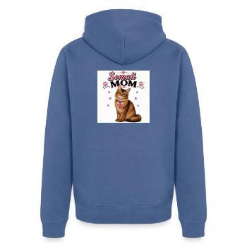 Somali Mom Cat Love - Unisex Premium Organic Zip Hoodie - stone blue - Back - Nico (187cm)