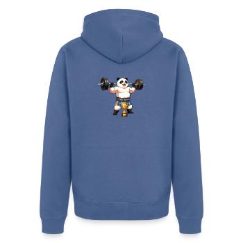 Panda Powerlifting Champion - Veste à capuche bio Premium Unisexe - bleu pigeon - Dos - Nico (187cm)