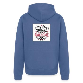 My Dog Is Awesome – Lustiges Hunde T-Shirt | Gesch - Unisex Premium Bio Zip Hoodie - Taubenblau - Hinten - Nico (187cm)