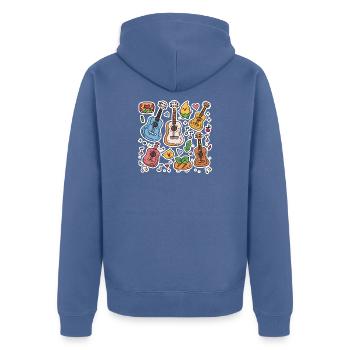 Style de bande dessinée au ukulélé - Veste à capuche bio Premium Unisexe - bleu pigeon - Dos - Nico (187cm)