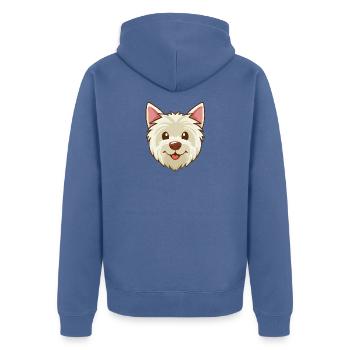 Weißes Hündchen (Comic-Porträt) - Unisex Premium Bio Zip Hoodie - Taubenblau - Hinten - Nico (187cm)