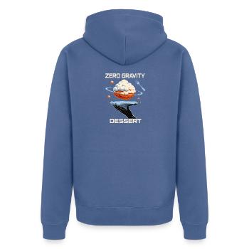 Zero Gravity Dessert – Space Cake - Unisex Premium Organic Zip Hoodie - stone blue - Back - Nico (187cm)