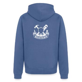 Meisterin – Handwerkerin Handwerk Wappen Vektor - Unisex Premium Bio Zip Hoodie - Taubenblau - Hinten - Nico (187cm)