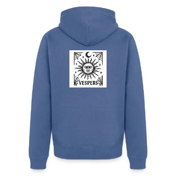 Tarot of Dusk - Gothic Occult Line Art - Unisex Premium Organic Zip Hoodie - stone blue - Back - Nico (187cm)