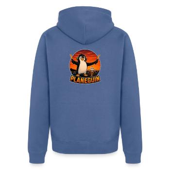 Planeguin, penguin and planes - Unisex Premium Organic Zip Hoodie - stone blue - Back - Nico (187cm)