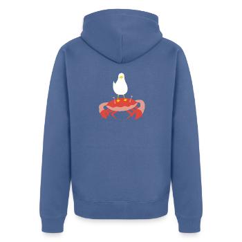 Crabb-n-Gull 1 - Unisex Premium Organic Zip Hoodie - stone blue - Back - Nico (187cm)