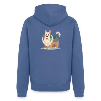 Old English Sheepdog (Comic) - Unisex Premium Bio Zip Hoodie - Taubenblau - Hinten - Nico (187cm)