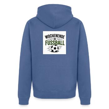 Wochenende Fußball Vintage - Unisex Premium Bio Zip Hoodie - Taubenblau - Hinten - Nico (187cm)