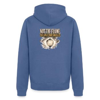 Not The Flame Space That Holds It Lantern Zen Tee - Unisex Premium Organic Zip Hoodie - stone blue - Back - Nico (187cm)