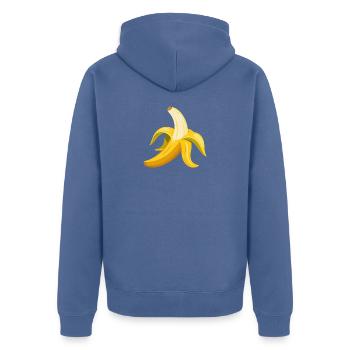Banana Peeled - Unisex Premium Organic Zip Hoodie - stone blue - Back - Nico (187cm)