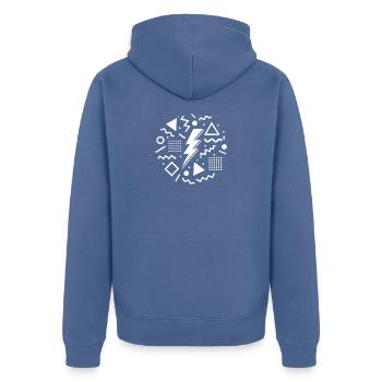 Style Memphis Retro Graphic – Look des années 80 et 90 - Veste à capuche bio Premium Unisexe - bleu pigeon - Dos - Nico (187cm)