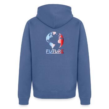 Future Globe Striped Horizon - Veste à capuche bio Premium Unisexe - bleu pigeon - Dos - Nico (187cm)