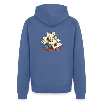 Lilies Vintage Bloom Flowers Rétro - Veste à capuche bio Premium Unisexe - bleu pigeon - Dos - Nico (187cm)