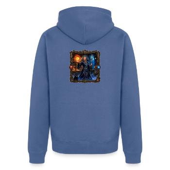 Zauberin - Unisex Premium Bio Zip Hoodie - Taubenblau - Hinten - Nico (187cm)
