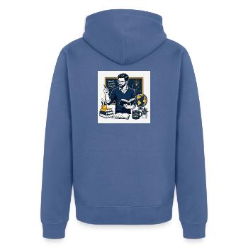Bildungshelden: Zukunft Chancen - Unisex Premium Bio Zip Hoodie - Taubenblau - Hinten - Nico (187cm)
