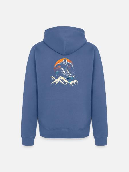Snowboarder Porträt - Unisex Premium Bio Zip Hoodie - Taubenblau
