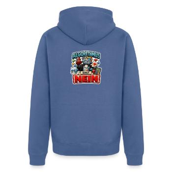 Algorithmus Sagt Nein Roboter Büro Humor Spruch - Unisex Premium Bio Zip Hoodie - Taubenblau - Hinten - Nico (187cm)