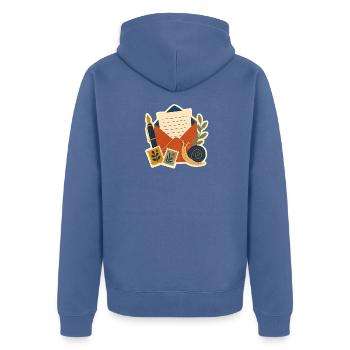 Brieffreundschaft – Snail Mail - Unisex Premium Bio Zip Hoodie - Taubenblau - Hinten - Nico (187cm)