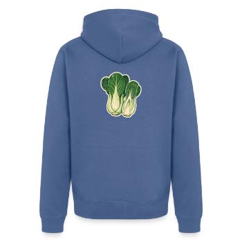Pak Choi botanisch - Unisex Premium Bio Zip Hoodie - Taubenblau - Hinten - Nico (187cm)