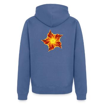 Flammender  Seestern  - Unisex Premium Bio Zip Hoodie - Taubenblau - Hinten - Nico (187cm)