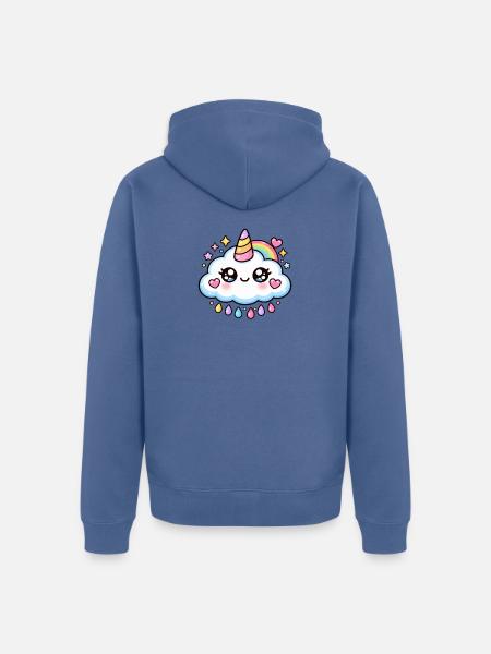 Bezaubernde Regenbogen-Einhornwolke - Unisex Premium Bio Zip Hoodie - Taubenblau