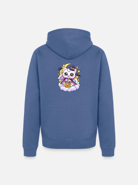 Halloween-Zaubererkatze - Unisex Premium Bio Zip Hoodie - Taubenblau