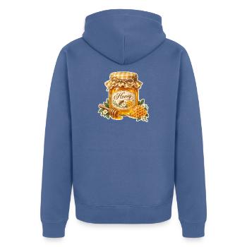 honig - Unisex Premium Bio Zip Hoodie - Taubenblau - Hinten - Nico (187cm)