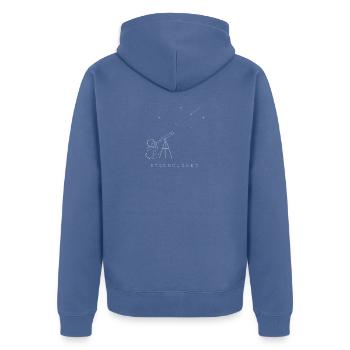 Sterngucker Kind Teleskop Astronomie Sterne Shirt - Unisex Premium Bio Zip Hoodie - Taubenblau - Hinten - Nico (187cm)