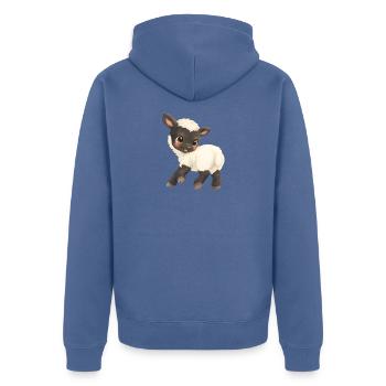 Schaf - Niedliches Lämmchen Cartoon - Unisex Premium Bio Zip Hoodie - Taubenblau - Hinten - Nico (187cm)