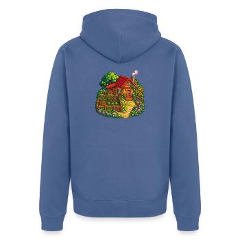 Häuschen im Gartenparadies - Unisex Premium Bio Zip Hoodie - Taubenblau - Hinten - Nico (187cm)