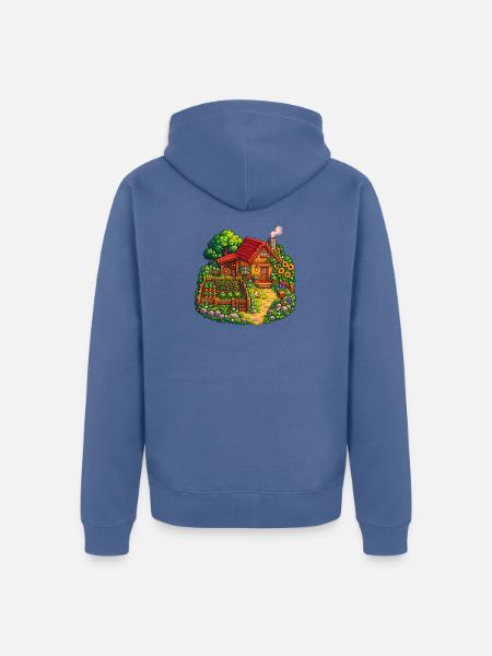 Häuschen im Gartenparadies - Unisex Premium Bio Zip Hoodie - Taubenblau