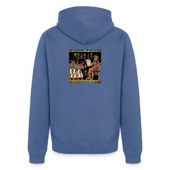 HR Managerin Performance Review - Unisex Premium Bio Zip Hoodie - Taubenblau - Hinten - Nico (187cm)