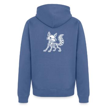 Süßes Skelett Fuchs Raubtier Cartoon Weiß Shirt - Unisex Premium Bio Zip Hoodie - Taubenblau - Hinten - Nico (187cm)
