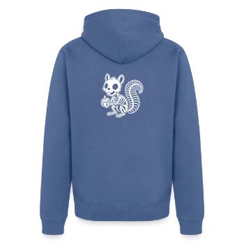Süßes Skelett Eichhörnchen Nuss Cartoon Shirt - Unisex Premium Bio Zip Hoodie - Taubenblau - Hinten - Nico (187cm)